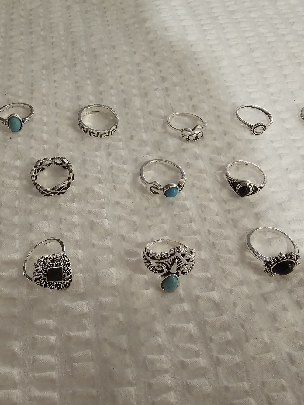 Sterling Silver Boho Turquoise Ring - Blue Stone Accent